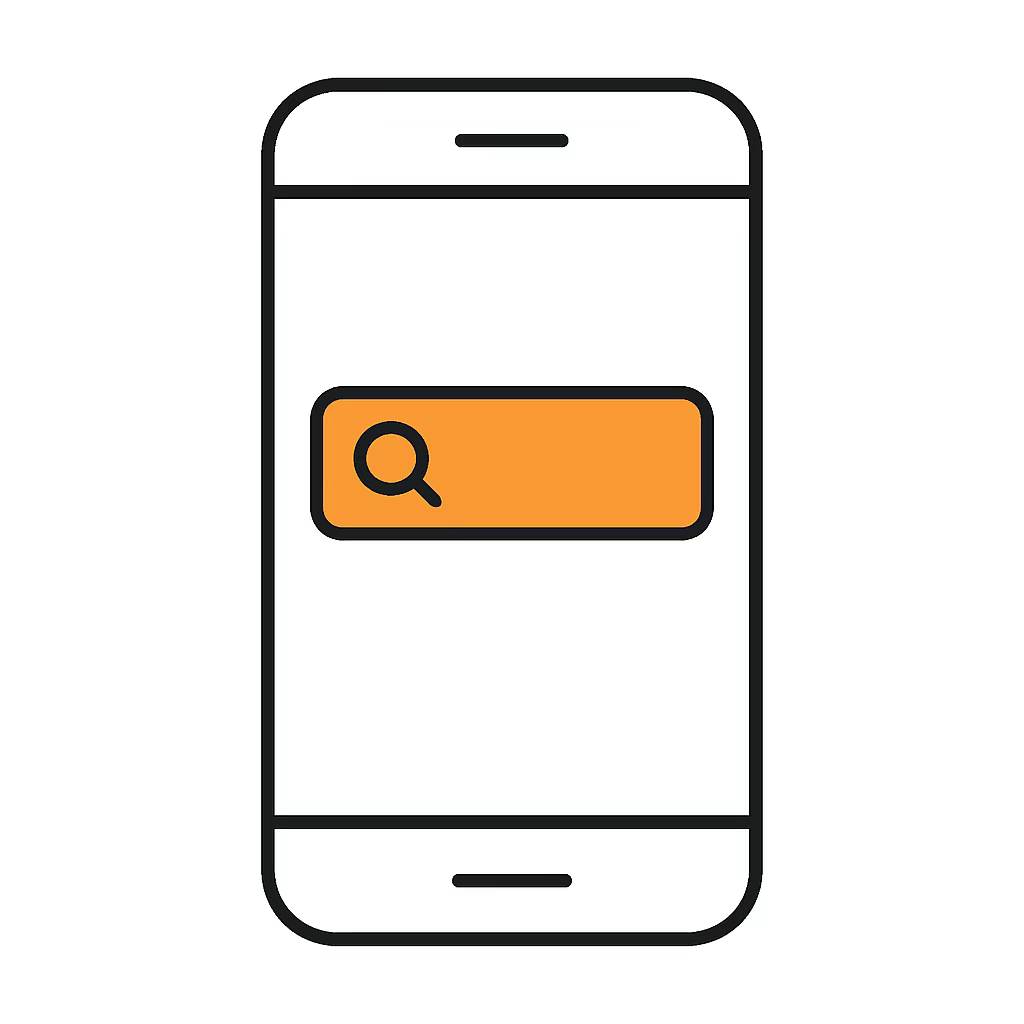Ilustración de búsqueda desde un celular